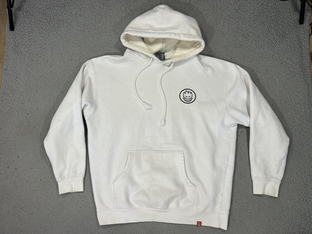 Spitfire Hoodie Mens XL White Pullover Fleece Sweatshirt Bighead Skater Y2K